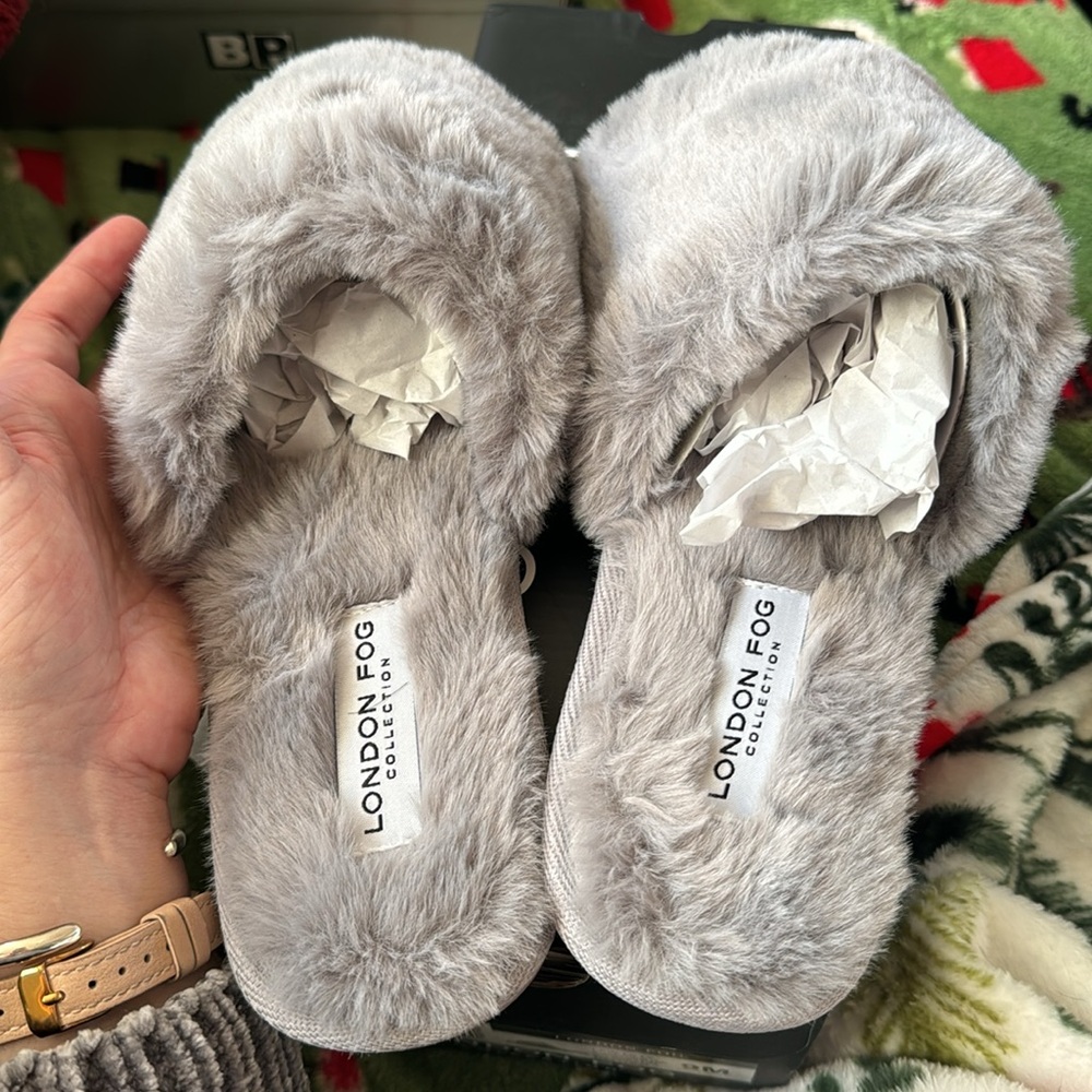 Lilly grey faux fur slippers - Picture 6 of 8